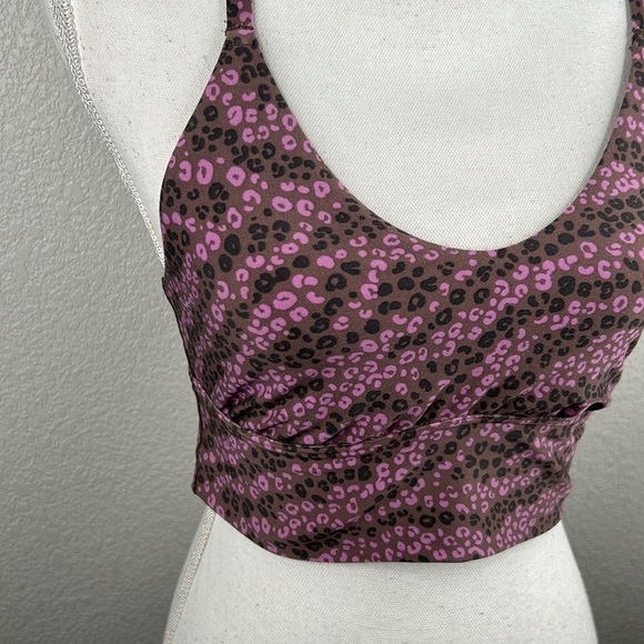 Aerie Offline Pink & Black Floral Sports Bra Size Medium - Picture 2 of 5